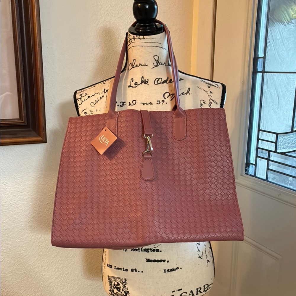 NWT- Pink Woven Tote Bag From Ulta